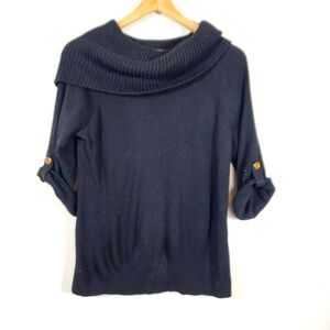 Black Slouched Cowl Neck Wool Blend Kenneth Cole Sweater Size Large